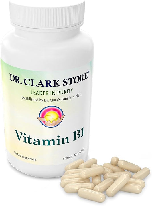 Dr. Clark Vitamin B1 Thiamine 500mg B1 Supplement 100 Gelatin