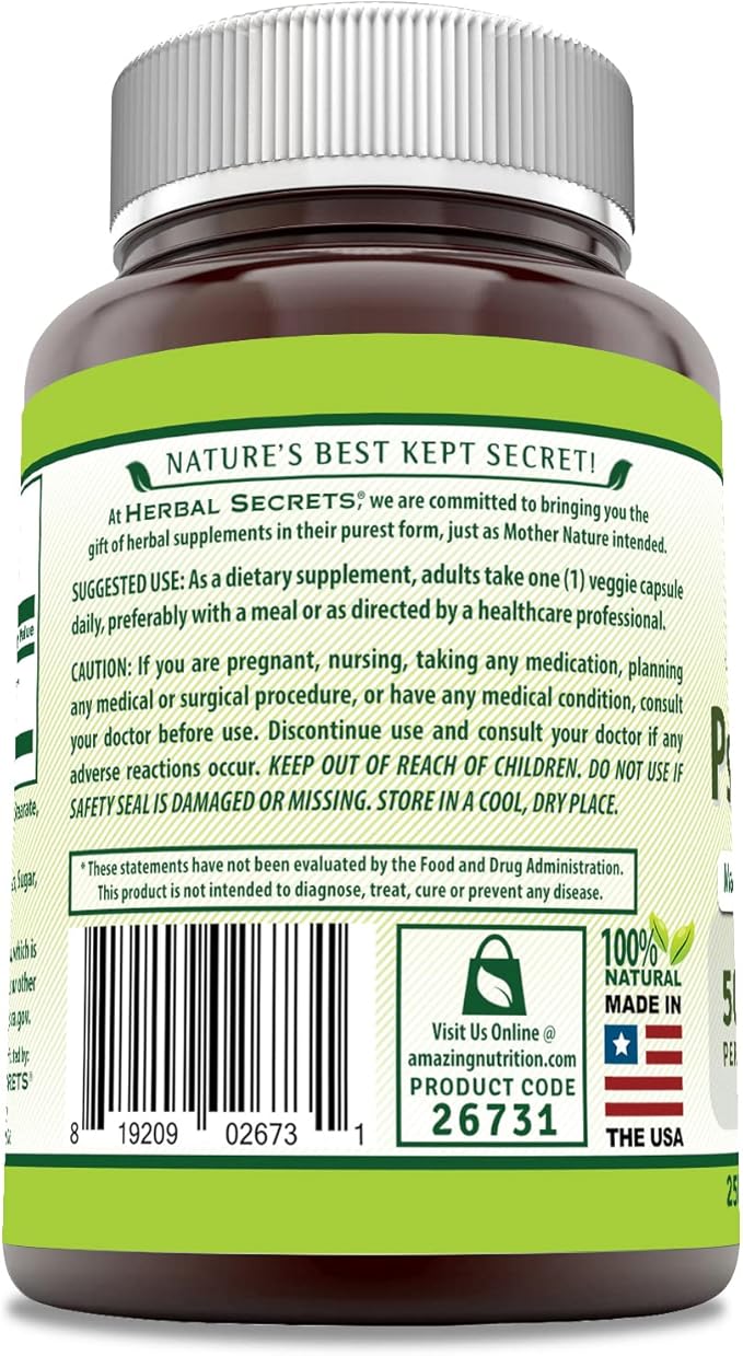 Herbal Secrets Psyllium Husk Supplement 500 Mg 250 Veggie