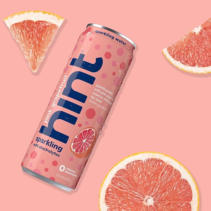 Hint Sparkling Water, Pink Grapefruit - Canned Flavored Water Beverages with Electrolytes, Zero Calories, and Sugar Free - 12 Fl Oz Cans (Pack of 12)