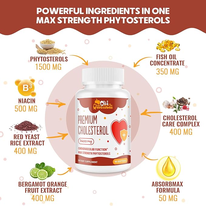 3600 MG Cholesterol Supplements with Plant 180 Softgels
