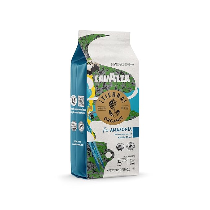 Lavazza ¡Tierra for Amazonia Ground Coffee, Medium Roast, 100% Arabica, 10.5 oz Bag (Pack of 6)