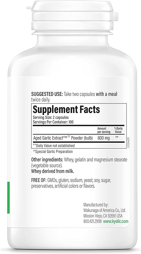 Kyolic Aged Garlic Extract Formula 100, 200 Capsules