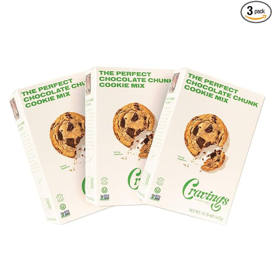 Cravings by Chrissy Teigen Chocolate Chip Cookie Mix, Vegan, Makes 12, 4-inch Chocolate Chunk Cookies 15.76 oz (Pack of 3)