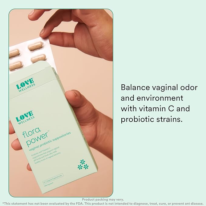 Love Wellness Vaginal Probiotic Suppositories, Flora Power