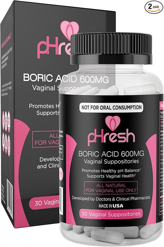 pHresh Boric Acid Suppositories for Women,