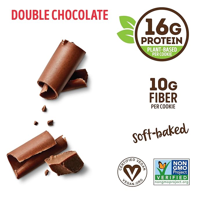 Lenny & Larry's The Complete Cookie, Double Chocolate, Soft Baked, 16g Plant Protein, Vegan, Non-GMO, 4 Ounce Cookie (Pack of 12)