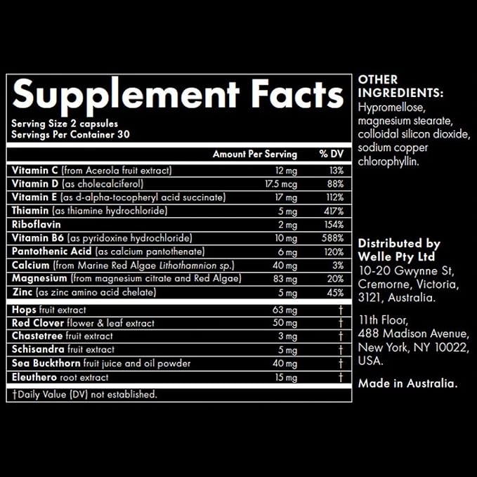 WelleCo The Goddess Elixir Menopause Supplement, 60 Capsules