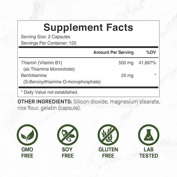 Vitamin B1 500mg with Benfotiamine, 240* B1