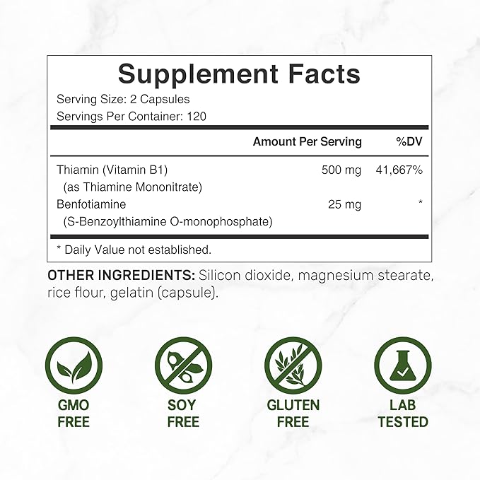 Vitamin B1 500mg with Benfotiamine, 240* B1