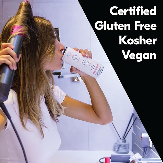 Tru Glow Seltzer, Biotin Beauty Drinks with Vitamin A, Raspberry Fruit Juice Flavored Sparkling Water, Caffeine Free, Kosher, Gluten Free, Low Calories, No Sugar Added Beverages, 12oz (Pack of 24)