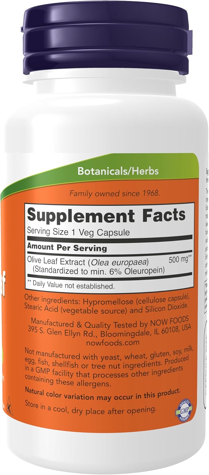 NOW Foods Supplements, Olive Leaf Extract 500 mg, Free Radical Scavenger*, 60 Veg Capsules