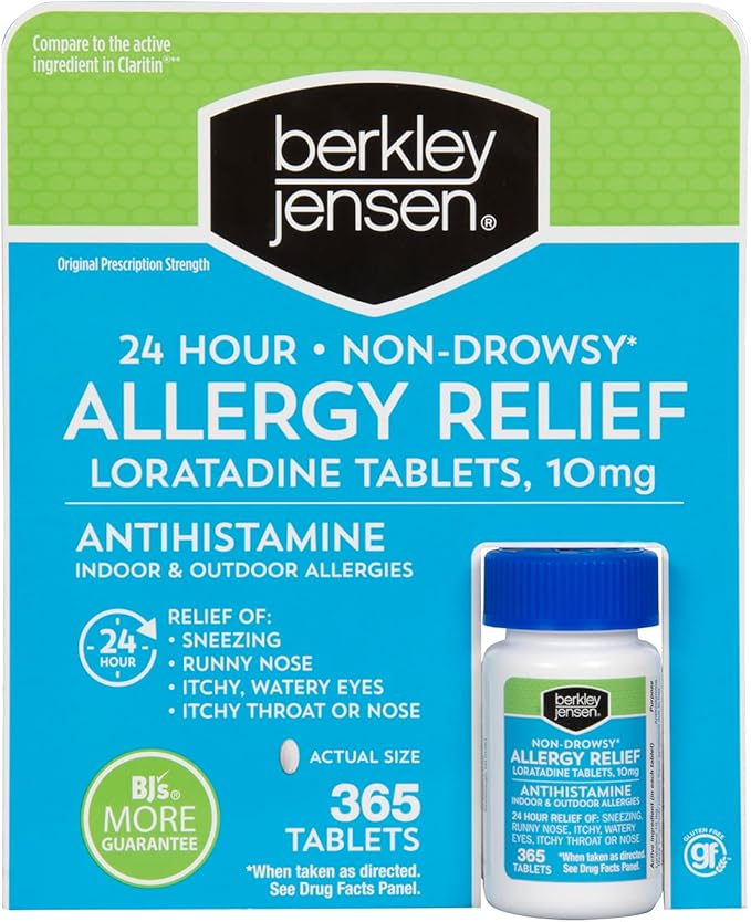 Berkley Jensen 24 Hour Non-Drowsy Allergy 10mg Loratadine 365 Count