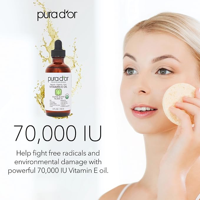 PURA D'OR 4 Oz ORGANIC Vitamin 70,000 IU 100% Natural