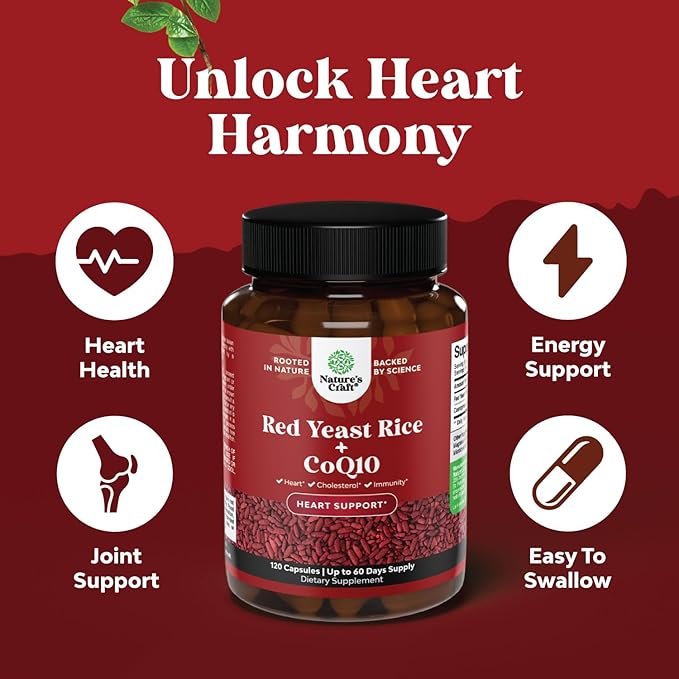 Red Yeast Rice with CoQ10 Supplement 1200 mg. CoQ10 100mg 100mg Per 3rd Party (2 Months)