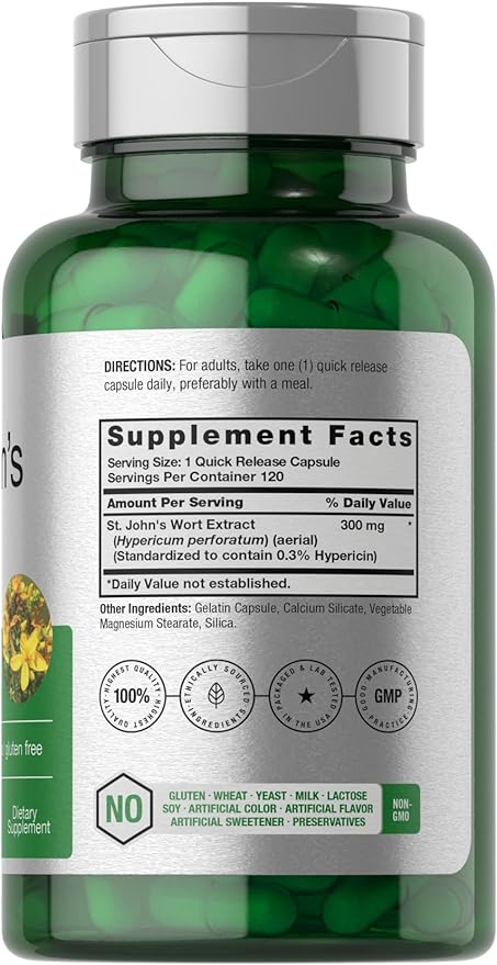 Horbäach St John's Wort Capsules 300mg 120 Count