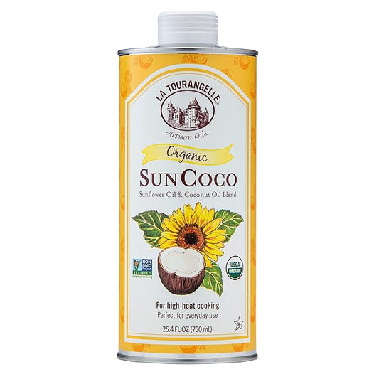 La Tourangelle, Organic Sun Coco Oil, Unique Blend of Organic High-Oleic Sunflower Oil and Organic Refined Coconut Oil, Heat Heat Cooking and DIY Beauty, 25.4 fl oz