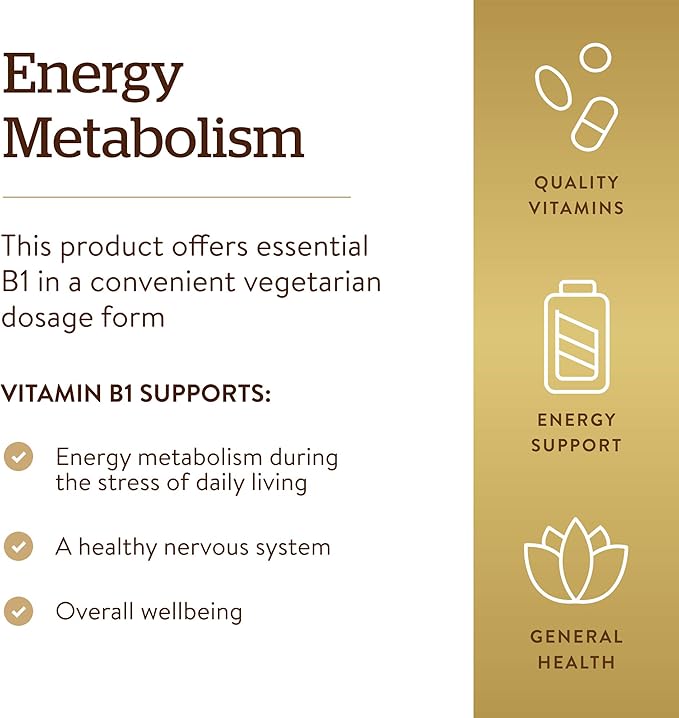 Solgar Vitamin B1 (Thiamin) 500 mg, 100 Tablets 100 Servings