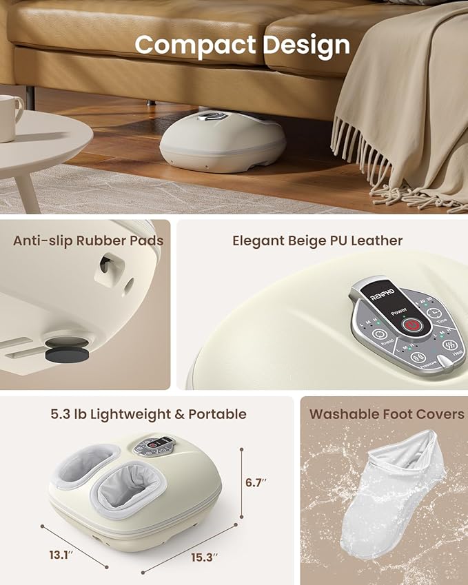 RENPHO Foot Massager with Voice Control 2025 Upgraded 3 Heating 12