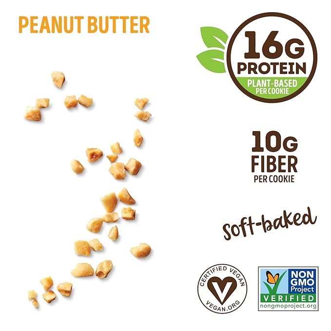 Lenny & Larry's The Complete Cookie, Peanut Butter, Soft Baked, 16g Plant Protein, Vegan, Non-GMO, 4 Ounce Cookie (Pack of 12)