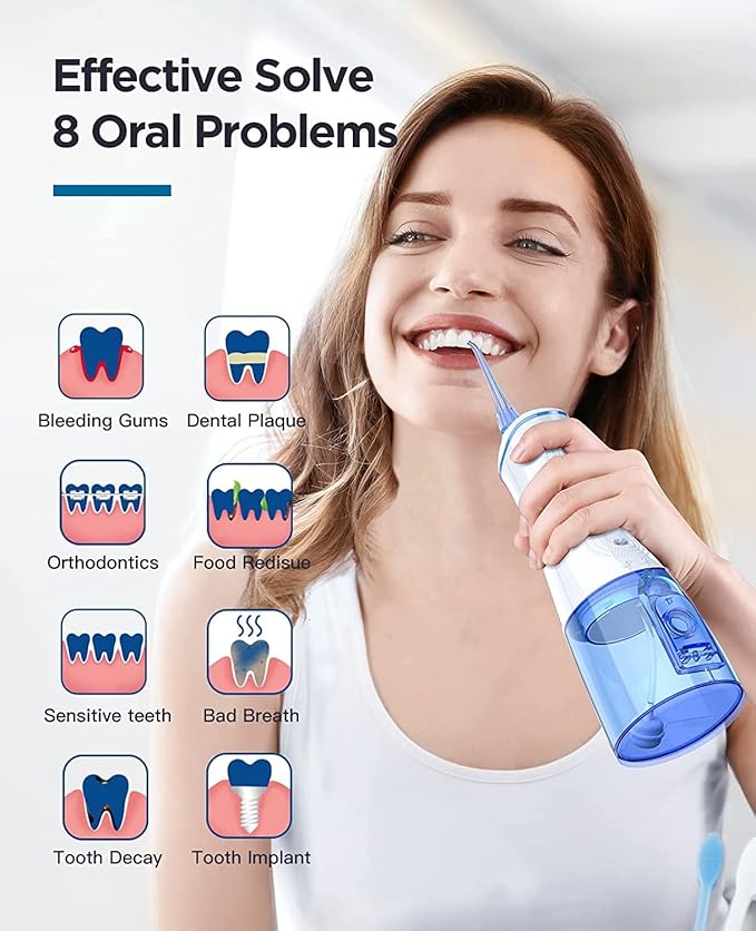 Water Dental Flosser Cordless for Teeth Cleaner,4 Modes 5 Jet IPX7 Waterproof,Portable