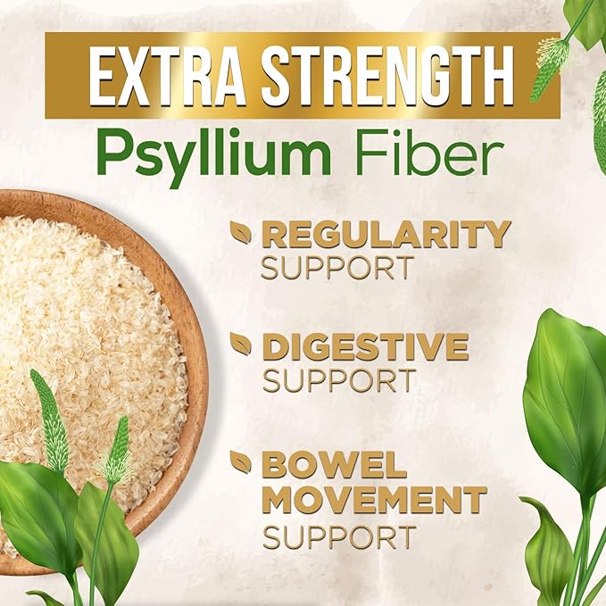 Psyllium Husk Capsules 1500mg, Natural Soluble 120 Capsules