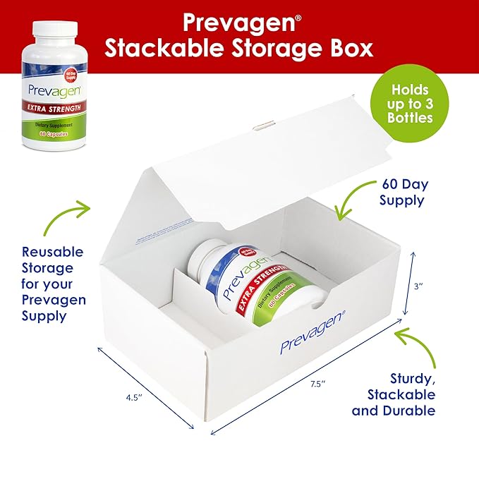Prevagen Extra Strength 20mg, 60 Capsules |1 Pack| with Apoaequorin & Vitamin D with Attractive and Stackable Prevagen Storage Box