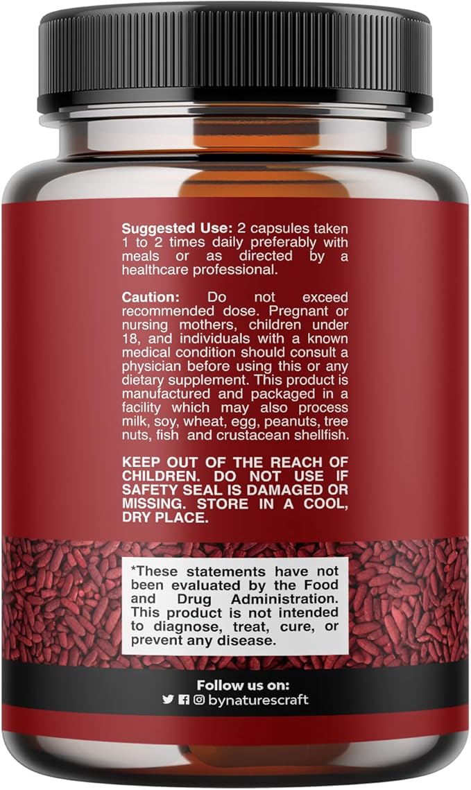 Red Yeast Rice with CoQ10 Supplement 1200 mg. CoQ10 100mg 100mg Per 3rd Party (2 Months)
