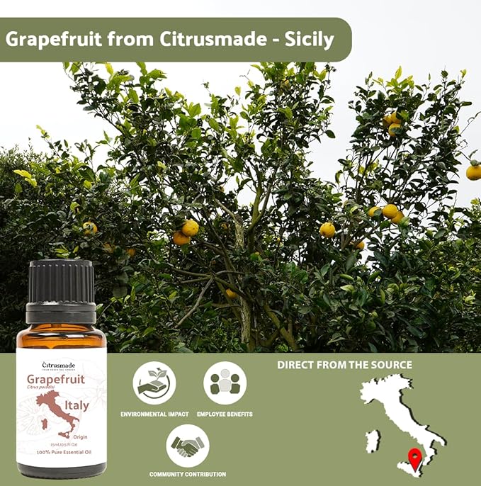 Grapefruit Essential Oil - Direct from Citrusmade in Sicily- Pure Essential Oil for Diffusers and Aromatherapy | 100% Pure Therapeutic Grade (25LBS)