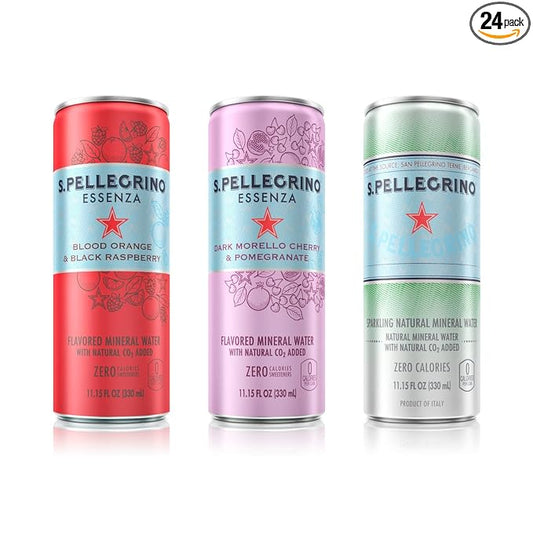S.Pellegrino Essenza Variety Pack - Blood Orange, Dark Morello Cherry, Original (unflavored),11.15 Fl. Oz (Pack of 24)
