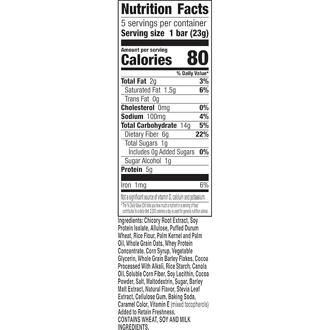 Fiber One 80 Calorie Chewy Bars, Chocolate, Snack Bars, 5 Ct, 4.1 oz