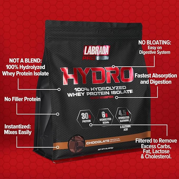 Labrada Hydro 100% Pure Hydrolyzed Whey 47 Servings 4lb (Chocolate)