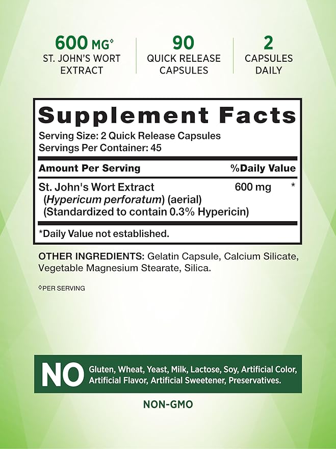 St Johns Wort Capsules 600mg | 90 Count