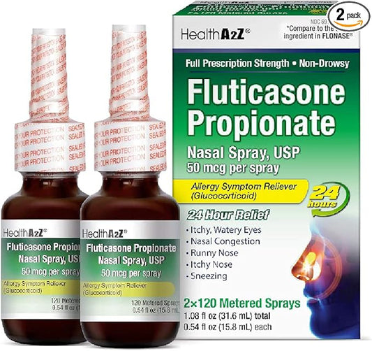 HealthA2Z® Fluticasone Propionate Nasal Sprays 24 Hour (2 Packs)