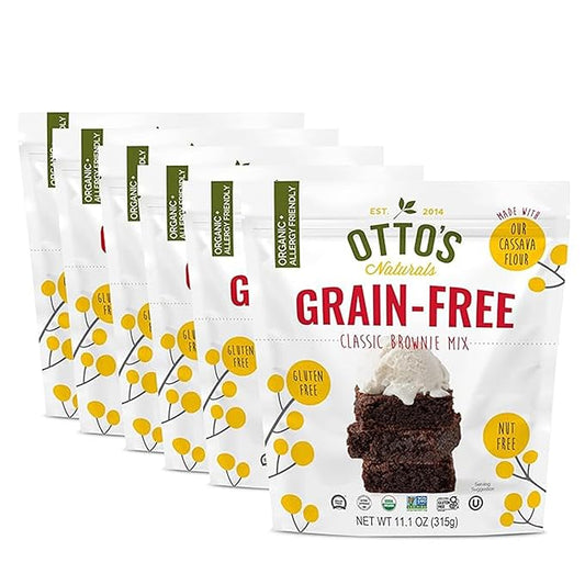 Otto's Naturals Classic Brownie Mix - Organic, Gluten-Free, Nut Free, Non-GMO Verified, Made with Organic Cassava Flour - 11.1 Ounce Bag (Grain Free Classic Brownie 6 Pack)