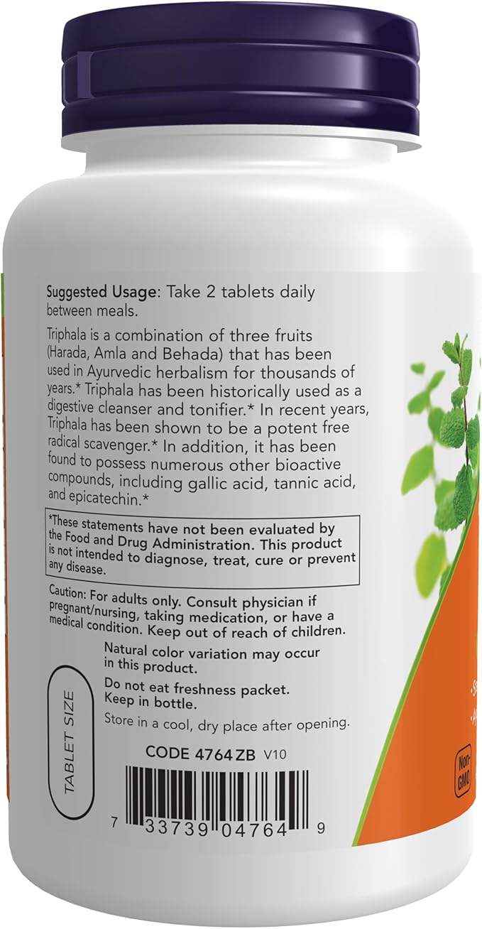 NOW Supplements, Triphala 500 mg, Combination 120 Tablets