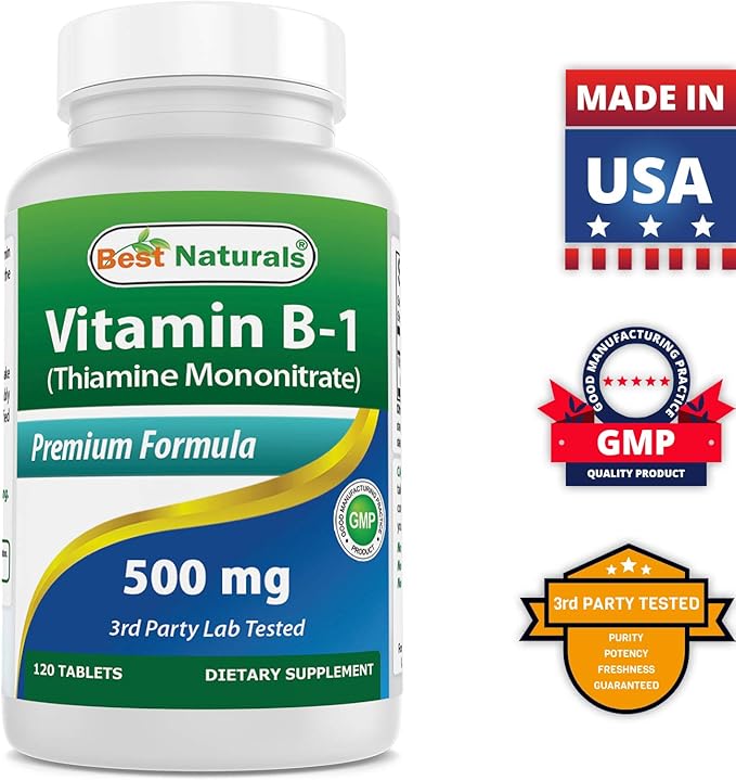 Best Naturals Vitamin B1 as Thiamine 500 mg 120 Tablets (120 Count 3))