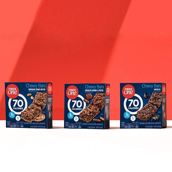 Fiber One 70 Calorie Chewy Snack Bars, Chocolate Peanut Butter, 5 ct (Pack of 4)