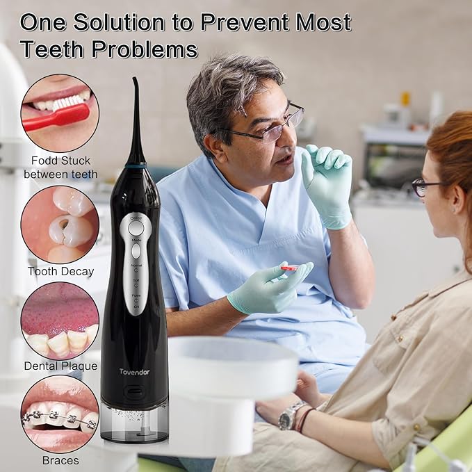 Electric Water Flosser, Rechargeable Dental Oral Irrigator 3 Modes, 5 Tips (300ML, IPX7Waterproof IPX7Waterproof Waterflosser)