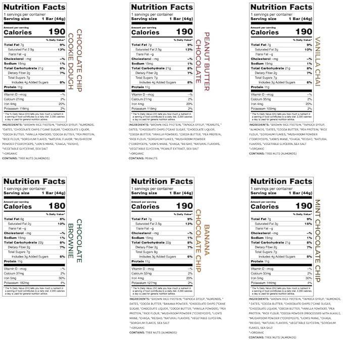 Organic Functional Mushroom Protein Bars (1500mg) Lions 6 Bars