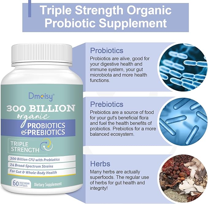 300 Billion CFU Probiotics for Women 24 Strains 15 Organic 120 Capsules