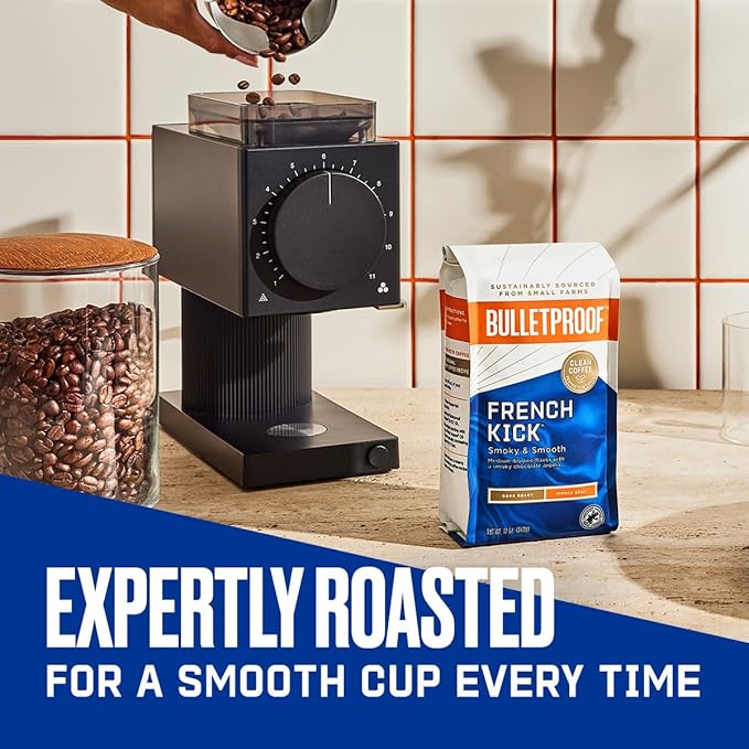 Bulletproof French Kick Dark Roast Whole Bean Coffee, 12 Ounces, 100% Arabica Coffee Sourced from Central and South America