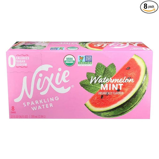 Nixie Sparkling Water Organic Watermelon Mint Sparkling Water 8 Pack, 12 FZ