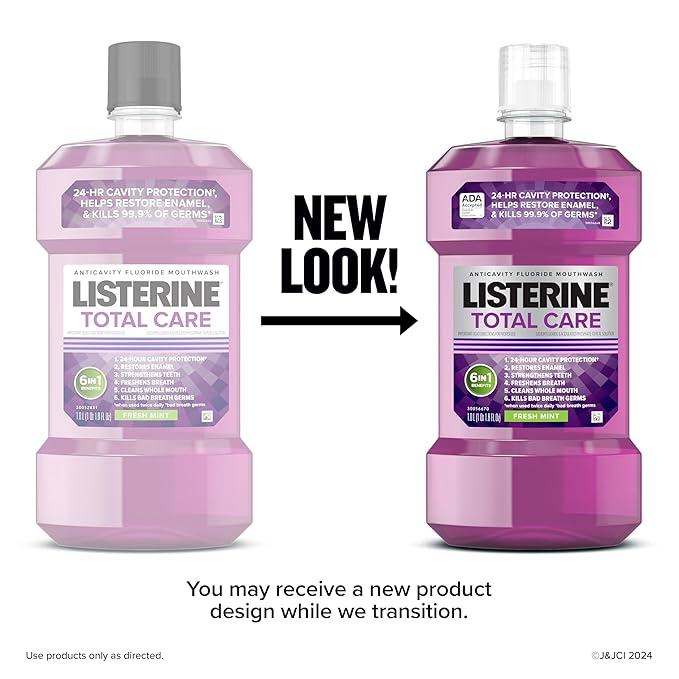 Listerine Total Care Anticavity Fluoride Mouthwash, 99.9% of 1L (Pack 2)