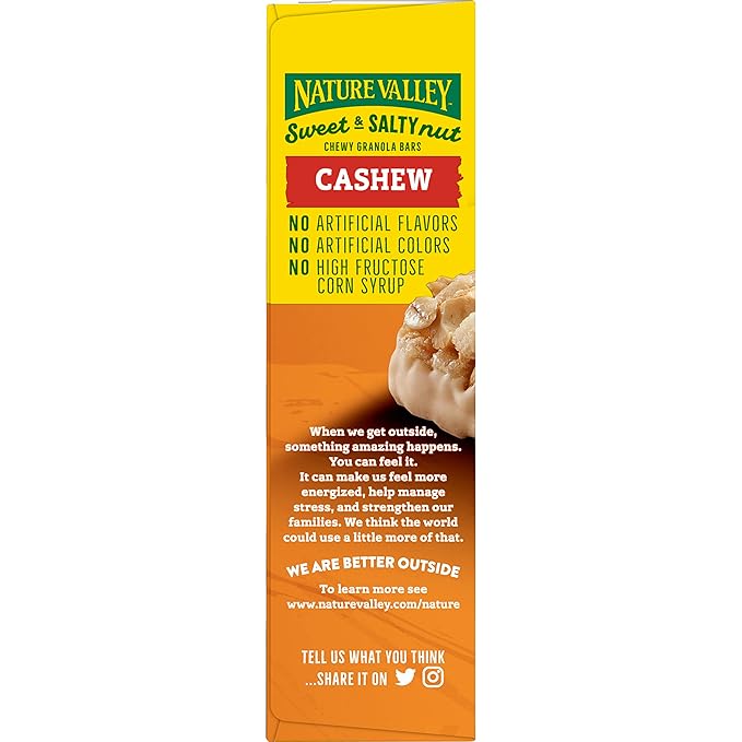 Nature Valley Granola Bars, Sweet and Salty Nut, Cashew, 6 Bars, 7.2 OZ (Pack of 6)