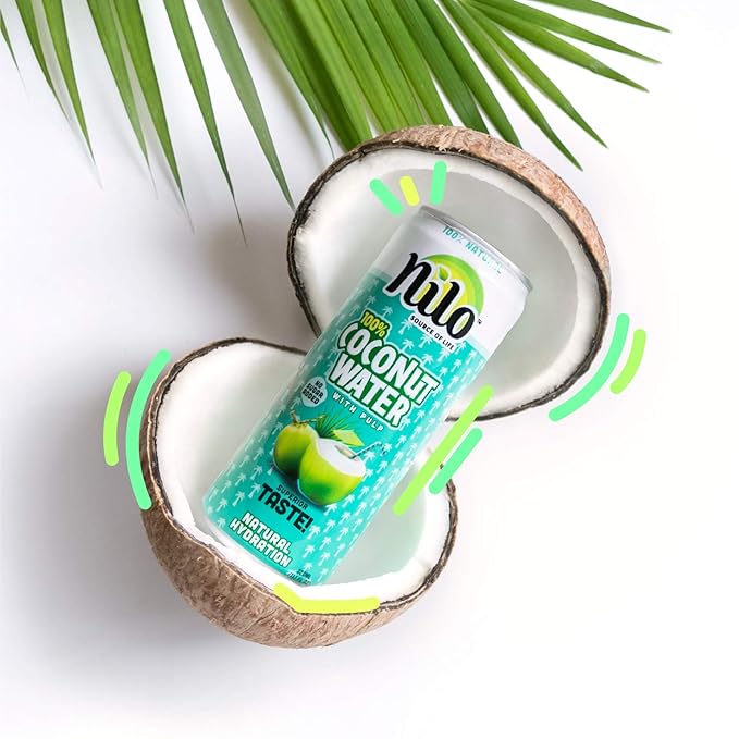 NILO 100% Pure Coconut Water | Naturally Hydrating Electrolyte Drink | Smart Alternative to Coffee, Soda, and Sports Drinks (Pack of 12) 10.8 Ounce