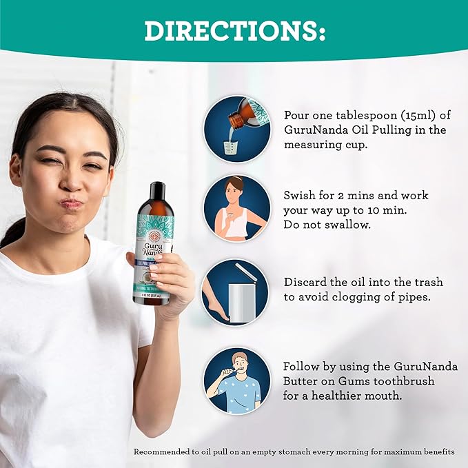 GuruNanda Coconut Oil Pulling, Fresh Breath 7 Essential (8 oz 6 Pack)