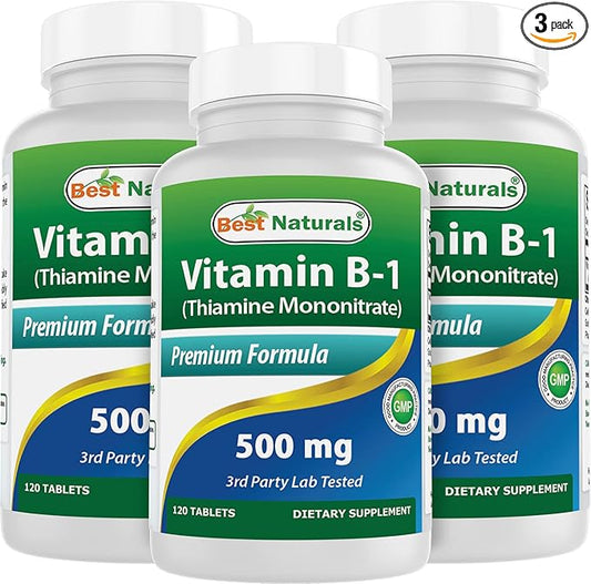 Best Naturals Vitamin B1 as Thiamine 500 mg 120 Tablets (120 Count 3))