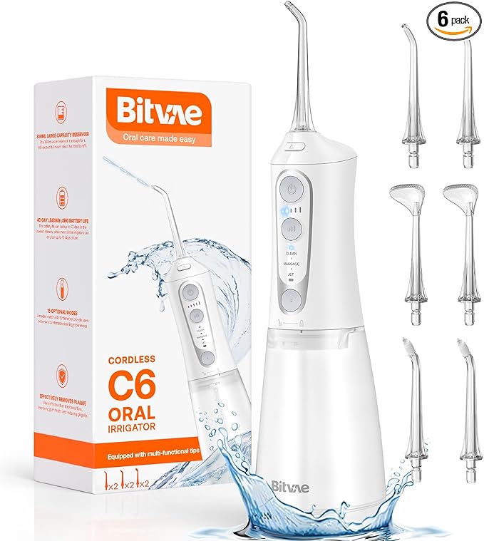 Bitvae C6 Water Dental Flosser IPX7 Waterproof 3 Modes 5 intensities,