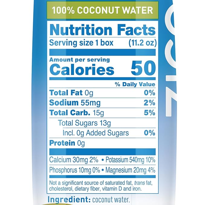 Zico 100% Coconut Water, No added Sugar, Refreshingly Delicious, Hydration with Electrolytes, 11.2 Fl Oz (Pack of 12)