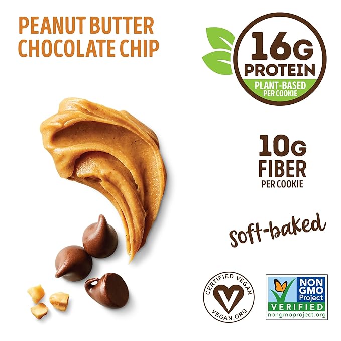 Lenny & Larry's The Complete Cookie, Peanut Butter Chocolate Chip, Soft Baked, 16g Plant Protein, Vegan, Non-GMO, 4 Ounce Cookie (Pack of 12)